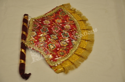 Fan - Satin with Flower Embroidery