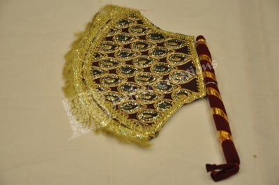 Fan - Chamki with Zari Lace Mango ( Maroon  Colour)