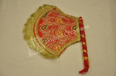 Fan - Satin - Chamki with Zari Lace Mango