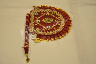 Fan - Tissue - Chamki with Embroidery Zari ( Meroon Colour )