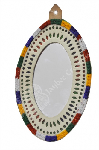 Mirror- Oval - Leather ( Medium Size ) 