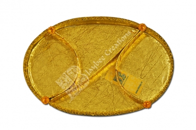 Dry Fruits Tray - Cardboard Oval Zari Border with 4 partitions