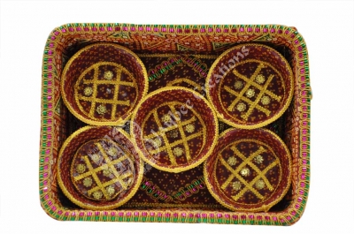 Dry Fruits Tray - Bandhini Rectangle with 5 cups