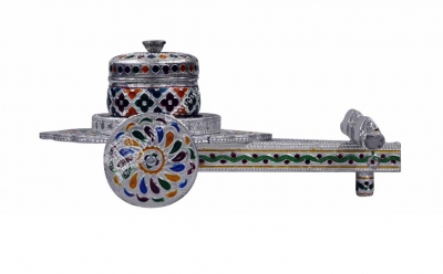 Dry Fruit Box - Steel Round Meenakari