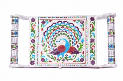 Dry Fruit Box - Wood rectangle Meenakari with Handle ( Big )