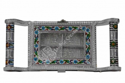 Dry Fruit Box - Wood rectangle Meenakari with Handle