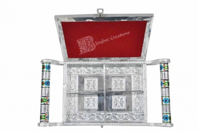 Dry Fruit Box - Wood rectangle Meenakari with Handle