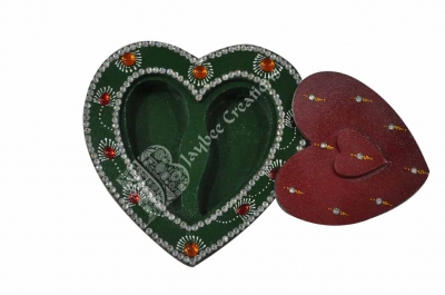 Dry Fruit Box - Wood Heart Shape with Stone