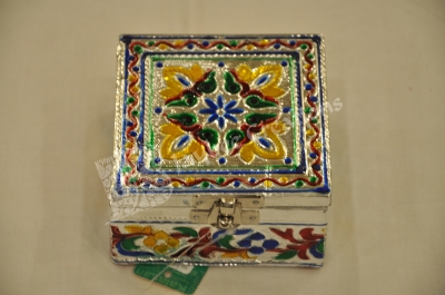 Dry Fruit Box - Wood Square Meenakari