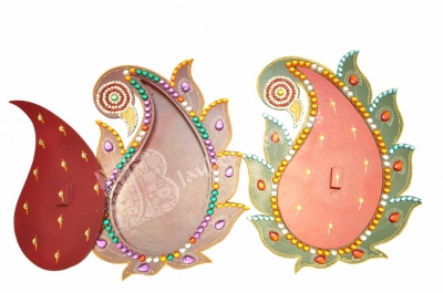 Dry Fruit Box - Wood Peacock Painted with Stone ( Large )
