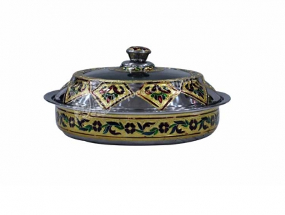 Dry Fruit Box - Steel Round Meenakari