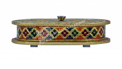 Dry Fruit Box - Wood Meenakari Oval