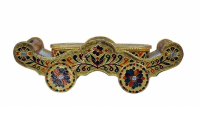 Dry Fruit Box - Wood Oval Meenakari Wheel with Tray
