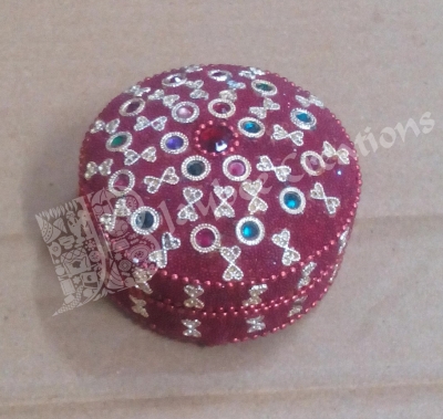 KumKum Box - Aluminium Round Mirror Work ( Large )