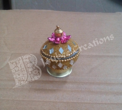 KumKum Box - Aluminium Pot Mirror Work