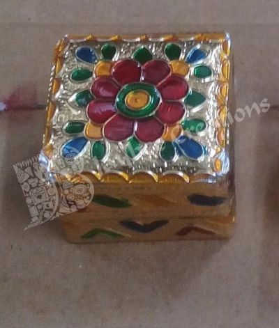 KumKum Box - Meenakari Plastic Square Gold