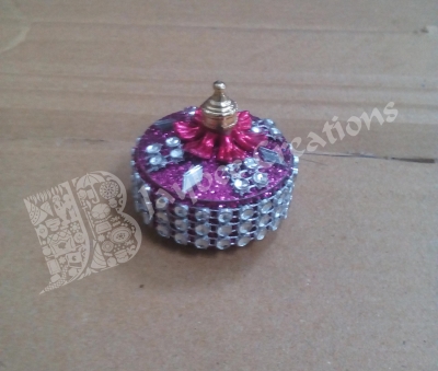 KumKum Box - Aluminium Round Stone Work