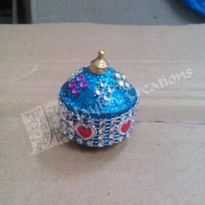 KumKum Box - Aluminium Round Stone Work
