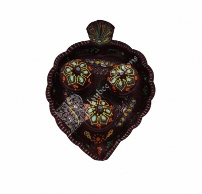 KumKum Box - Steel Leaf Three with 3 box