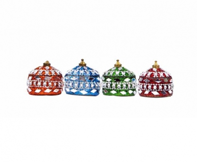 KumKum Box - Aluminium Round Stone Work
