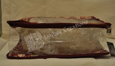 Saree Bag - Transparent w/Maroon lace Border