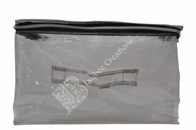 Saree Bag - Transparent with Multicoloured Piping