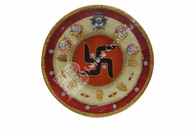Aarthi Plates - Steel Round Silk thread with Beads Work - Large