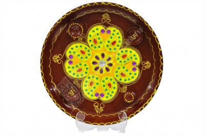Aarthi Plates - Steel Round Painted with Stone work