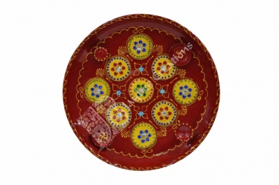 Aarthi Plates - Steel Round Painted with Stone work