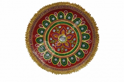 Aarthi Plates - Steel Round Chamki & Lace Work