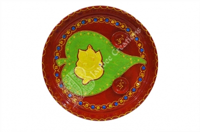 Aarthi Plates - Steel Round Ganesha with Stone Work