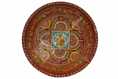Tray - Steel Round Painted with Meenakari work