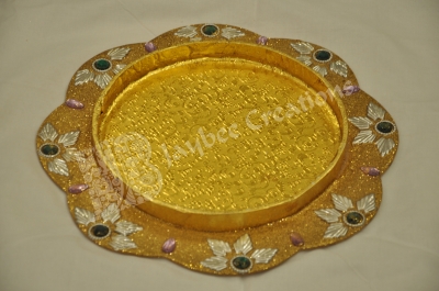 Tray - Wooden Round Flower shape