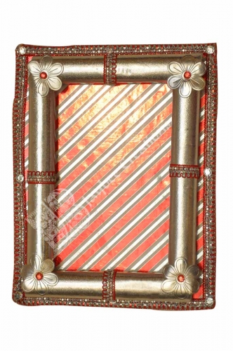 Tray - Wood Rectangle with Silver Flower