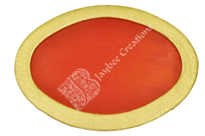 Tray - Wood Oval Leather Patch Flat 19*15"
