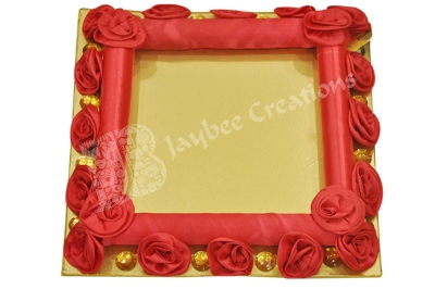 Tray - Wood Square Silk Flower 12*12"