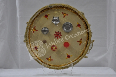 Aarthi Plates - Steel Round Lace Work with Stone