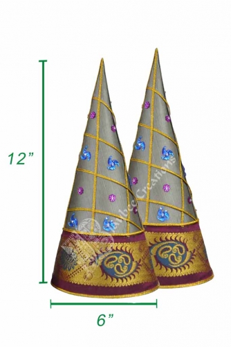 Paruppu Koodu -  ( Large ) - Aluminium Cone Cloth Border with Bead & Gold Lace Work
