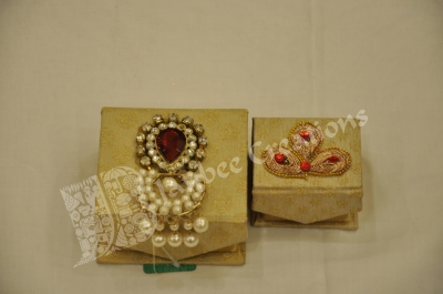 Gift Items - Coin Box - Wood Square Brocade