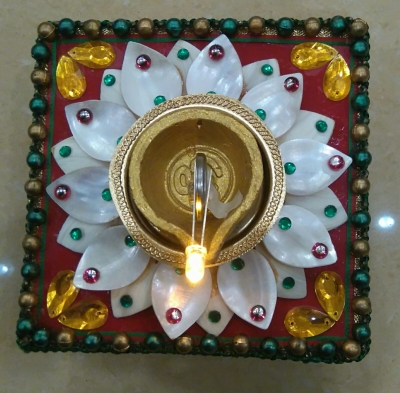 Diya Flower Stone Work with LED 